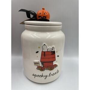 Rae Dunn Peanuts Snoopy 7.5"H Spooky Treats Halloween Canister Cookie Candy Jar